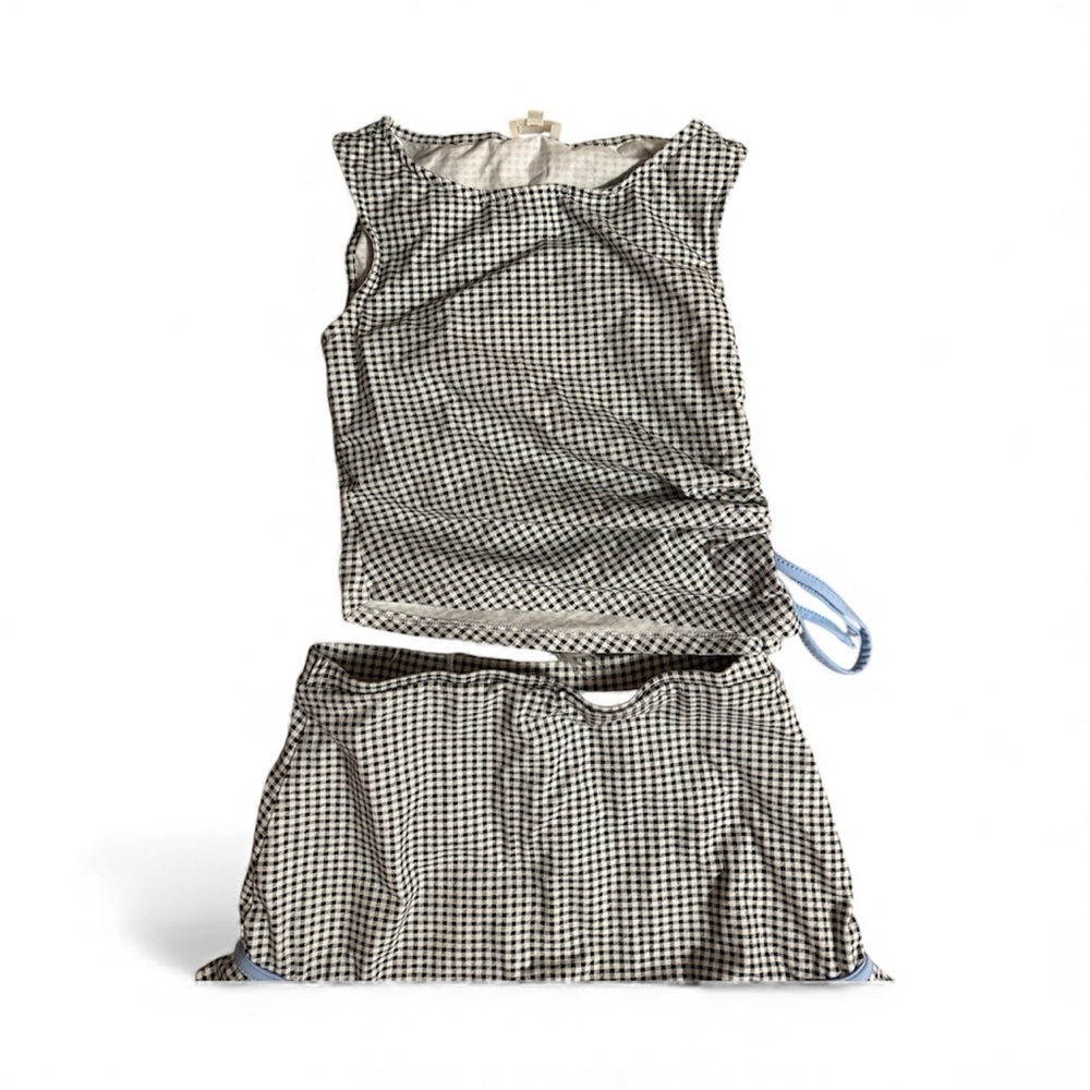 Stylish Black and White Gingham Skirt Set - Picture 2 of 3